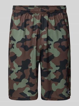 Karl Kani Regular Fit Shorts mit elastischem Bund in Khaki Melange, Gr&ouml;&szlig;e XXL