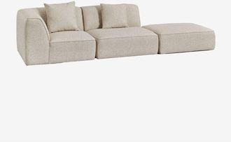 Sklum Sof&aacute; Modular Esquinero De 2 Piezas Con Puff Tapizado Cardea Sklum