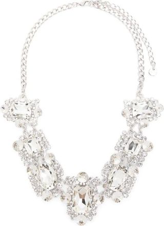 Self Portrait Silver Crystal Cluster Necklace