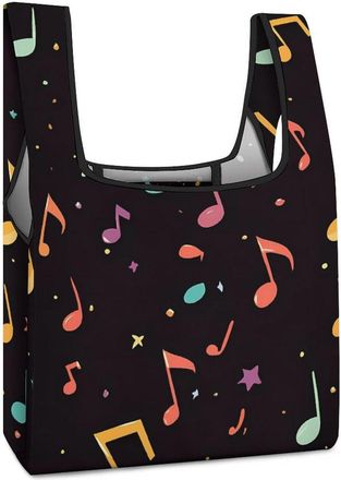 Generic Musical Note Shopping Bag Reusable Grocery Tote Bag Foldable Handbag for Travel Picnic