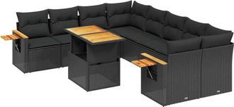 vidaXL Set De Sof&aacute;s De Jard&iacute;n 8 Piezas Y Cojines Rat&aacute;n Sint&eacute;tico Negro Vidaxl