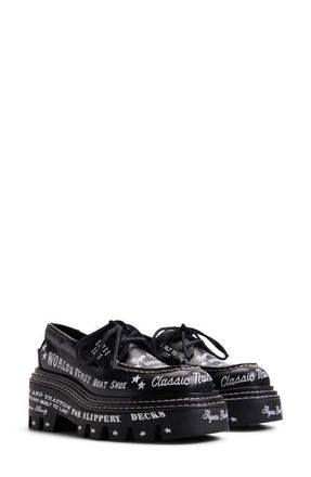 Sperry Top-Sider x MONSE Authentic Original 2-Eye Lug Boat Shoe in Black Graphic at Nordstrom, Size 9.5