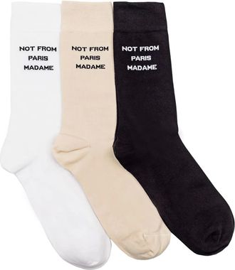 Dr&ocirc;le de Monsieur Drie paar intarsia sokken - Beige