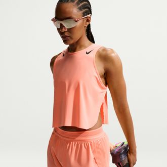 Nike Womens AeroSwift Dri-FIT ADV Cropped Running Tank Top in Orange | FN2713-852