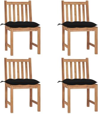 vidaXL Sillas De Jard&iacute;n 4 Unidades Madera Maciza De Teca Con Cojines Vidaxl