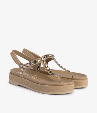 Pedro Garcia Beige crystal studded thong sandal | Judith | Spring Summer 2026 collection