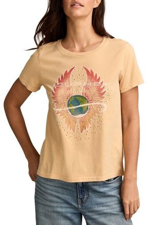 Lucky Brand Journey Wings Embellished Cotton Graphic T-Shirt in New Wheat at Nordstrom, Size Medium
