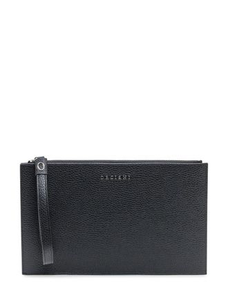 Orciani Orciani Black Hammered Leather Clutch Bag