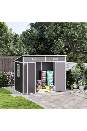 Living and Home Outdoor Plastic Garden Storage Shed in Light Grey