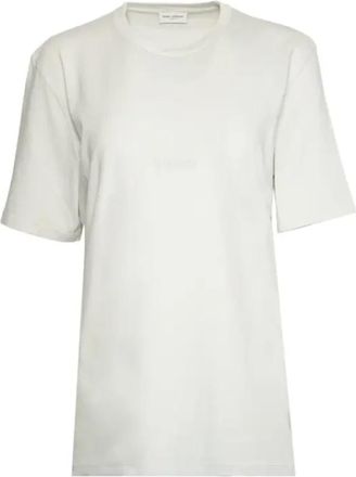 Saint Laurent Tonal Logo T-Shirt - Dames - T-shirts - Wit - M - Katoen - Tops