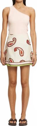 Kivari Linen Mini Skirt In Eden Paisley