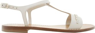 Ferragamo Tremiti Chain-Embellished Leather Sandals, Size 7 C