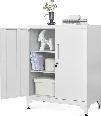 Songmics Archivador de oficina con 2 puertas de acero de color gris