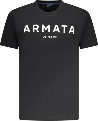 Armata Di Mare Zwarte Katoenen Heren T-Shirt met Print - Heren - T-shirts - Zwart - XL - Katoen - Tops