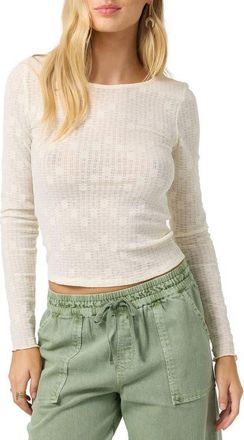 O'Neill Marliz Pointelle Long Sleeve Cotton Top in Winter White at Nordstrom, Size Xx-Large