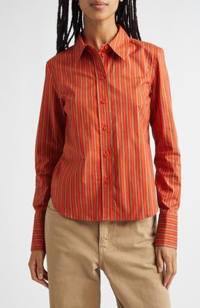 Marimekko Innota Piccolo Stretch Cotton Shirt in Orange at Nordstrom, Size 16 Us