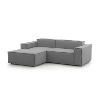 Dmora Sof&aacute; Fijo Dkivil, Sof&aacute; Modular 2 Plazas Pen&iacute;nsula Izquierda, 100% Made In Italy, Sof&aacute; Moderno En Tela, Cm 220x170h70, Gris - Dmora