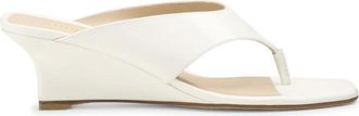 Stuart Weitzman Vinnie Wedge Thong 50 - Dames - Sleehakken - Wit - 40 EU - Leer - Schoenen