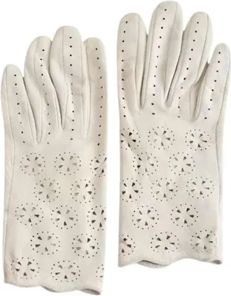 Herm&egrave;s Pre-owned Accessories, female, White, Size: ONE SIZE Pre-owned Leather Gloves