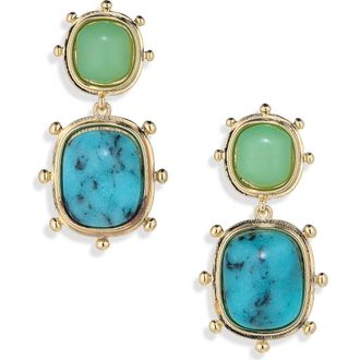 Natasha Double Stone Drop Earrings in Gold/Green Turk at Nordstrom Rack