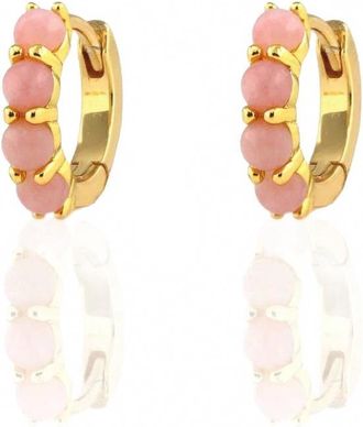 Kris Nations Womens Opal Huggie Hoop Earrings In Pink