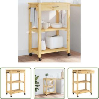 vidaXL Carrello da cucina in legno - Carrello da Cucina MONZA 60x40x88,5 cm in Legno Massello di Pino