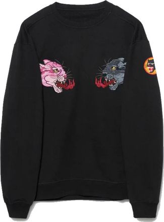 maharishi Dualiteit Panther Crew Sweatshirt - Heren - Sweatshirts - Zwart - L - Katoen - Hoodies & sweatvesten
