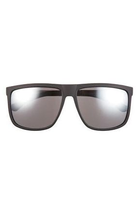 Vince Camuto Rubberised Rectangular Sunglasses in Black at Nordstrom Rack