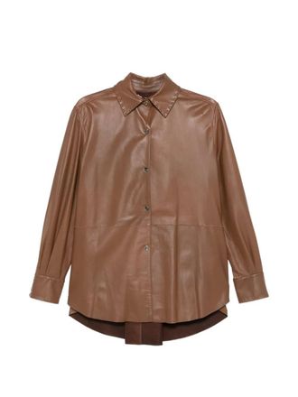 Manzoni24 Nappa Shirt Jacket With Saddle Stitch