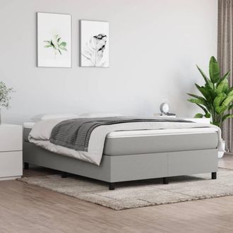 vidaXL Cama Box Spring Con Colch&oacute;n Tela Gris Claro 140x200 Cm Vidaxl