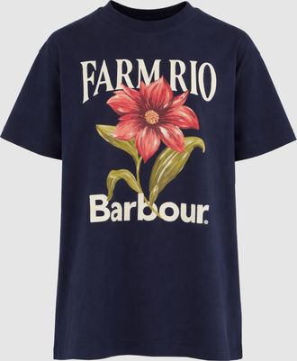 Barbour Tee-Shirt Wild Flower T-Shirt Navy, Collaboration Barbour X Farm Rio