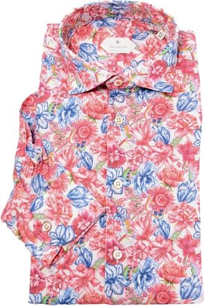 Bastoncino Slim Fit Linnen en Katoenen Overhemd - Heren - Casual Overhemden - Veelkleurig - M - Katoen - Overhemden