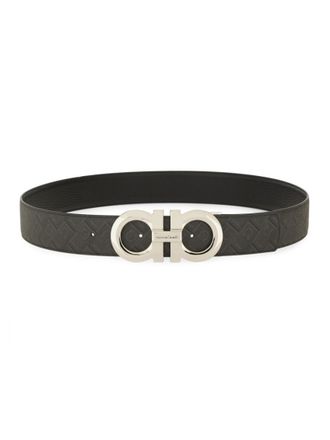 Ferragamo Black Logo Cut To Size Reversible Belt