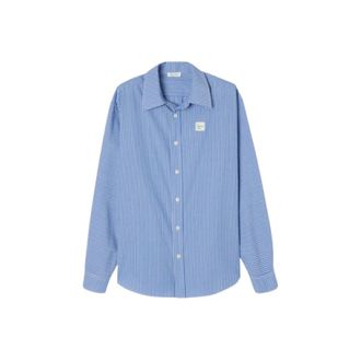 American Vintage Blauwe Oversized Shirt - Heren - Casual Overhemden - Blauw - M/L - Overhemden