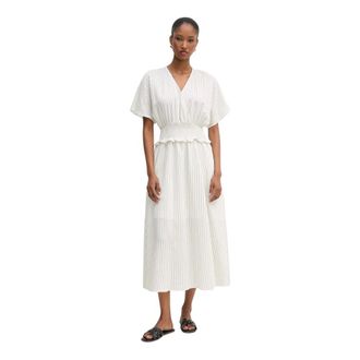 Liu Jo Kleedjes, Dames, Beige, L, Polyester, Geklokte midi jurk
