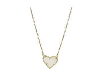 Kendra Scott Ari Heart Short Pendant Womens Necklace Womens Necklace Gold Iridescent Drusy