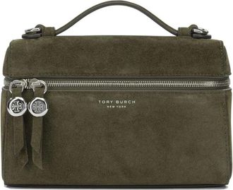 Tory Burch Suede Vanity Case Bag - Dames - Tassen - Groen - Maat: ONE Size Su&egrave;de
