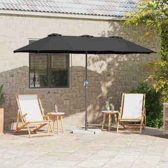 Berkfield Home Garden Parasol Black 380 x 196 x 235 cm Powder-coated steel