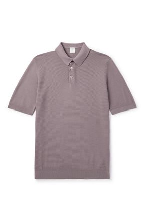 Eleventy Slim-Fit Ribbed Cotton Polo Shirt