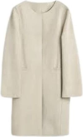 Toteme Collarless Suede Coat - Dames - Mantel - Beige - M - Leer - Jassen