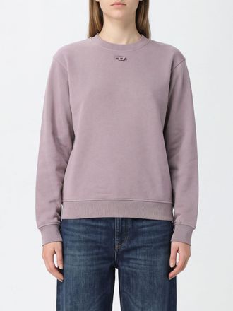 Diesel Felpa girocollo in cotone bicolore con logo Oval D ricamato e spalle cadute