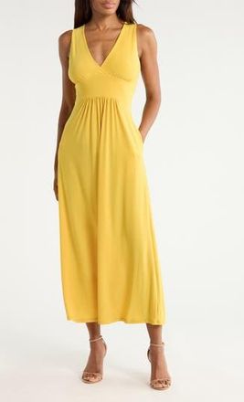 West K Sleeveless V-Neck Midi Dress in Mustard at Nordstrom Rack, Size X-Large
