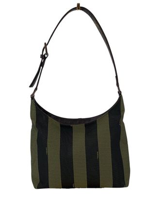 Fendi Fendi Green Pequin Cotton Shoulder Bag (Authentic Pre-Loved)