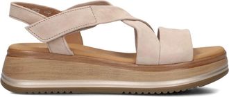 Gabor Schoenen, Dames, Beige, 38 1/2 EU, Beige Platte Sandalen voor Stijlvolle Zomer