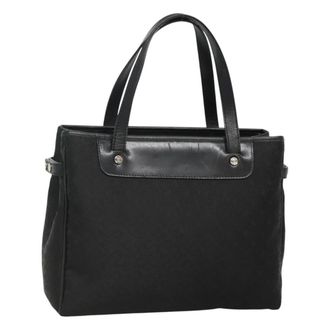 Celine Macadam Handbag Macadam With Leather Black Canvas Handbag (Pre-Owned)