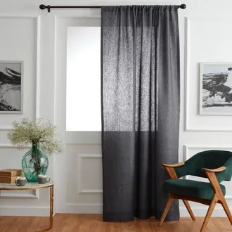 Solino Home Linen Curtain with Light Filtering Rod Pocket for Living Room, Bedroom in Charcoal Grey at Nordstrom, Size Xx-Large