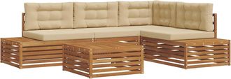 vidaXL Conjunto De Sof&aacute;s De Exterior Con Coj&iacute;n 5 Pieza Natural Y Beige Vidaxl