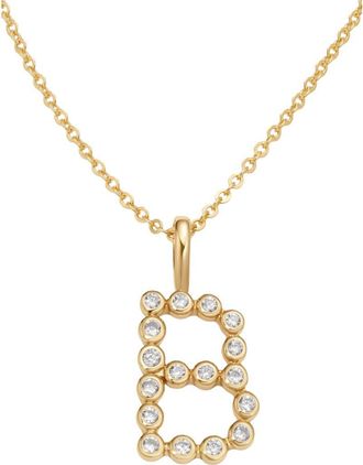 Made by Mary CZ Poppy Initial Necklace in Gold Vermeil Initial B at Nordstrom
