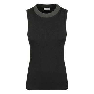 PESERICO Top in Maglia a Costine Elasticizzata - - Tops - Donna - Grigio - S
