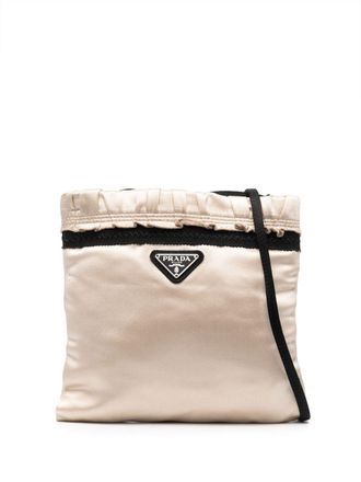 Prada 2000s crossbodytas met logo - Beige